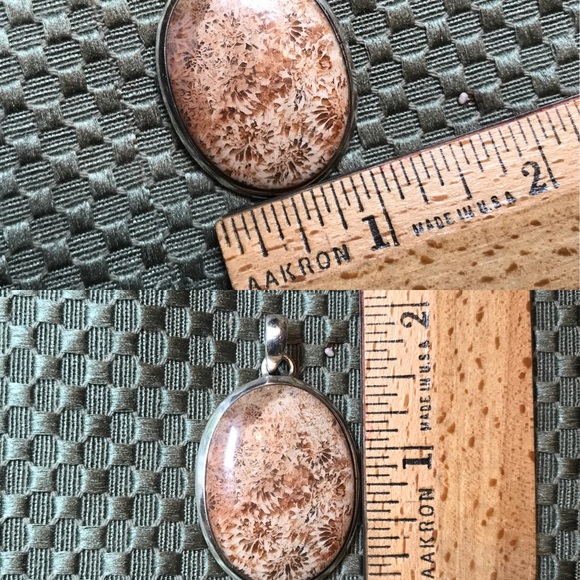Starburst Jasper Cabochon Silver Bezel Pendant - Picture 4 of 4